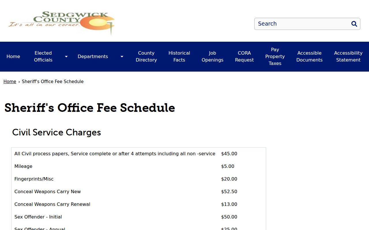 Sedgwick County arrest records sheriff records and jail fees