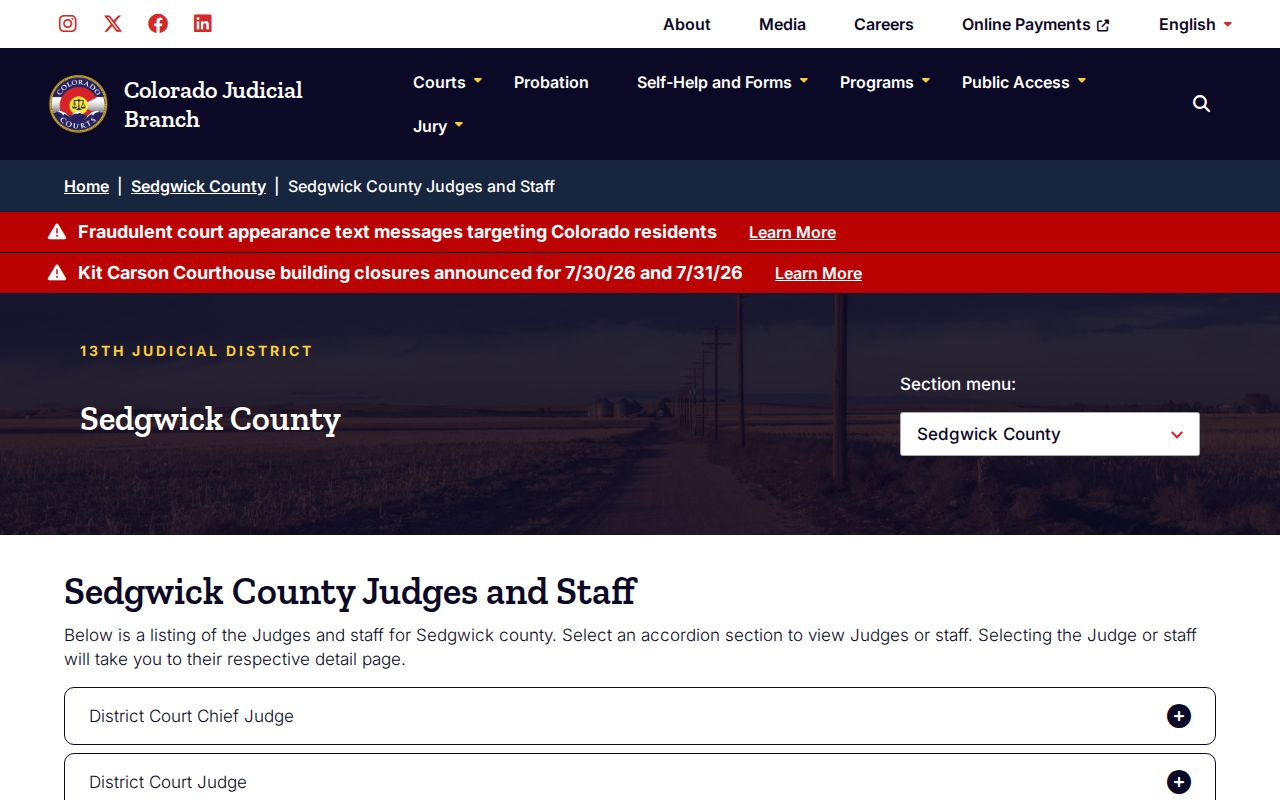 Sedgwick County court dockets judges and staff