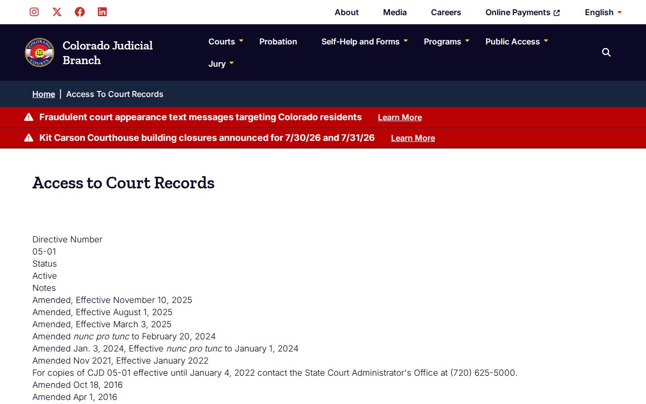 Sedgwick County court records Chief Justice Directive access page