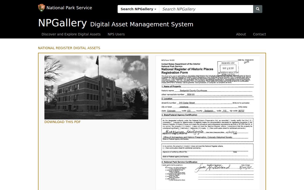 Sedgwick County court records NPS courthouse listing