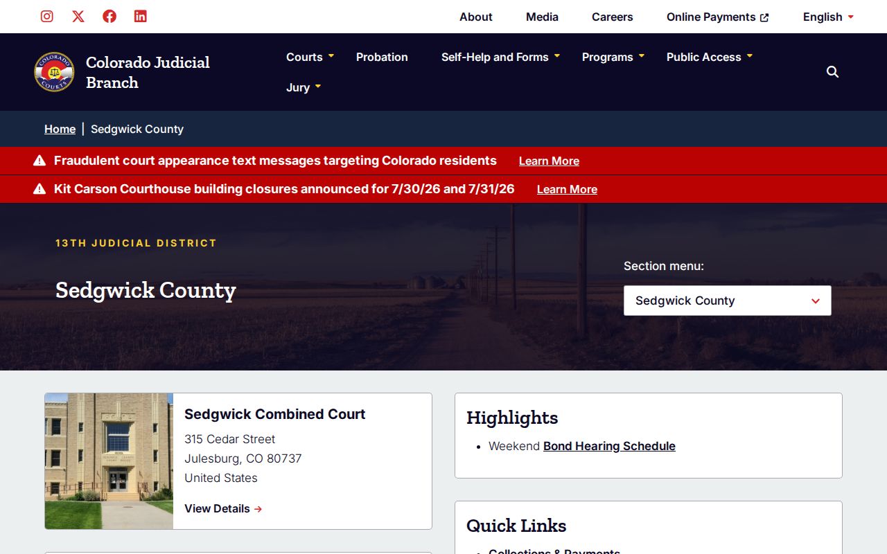 Sedgwick County court records Judicial Branch court page