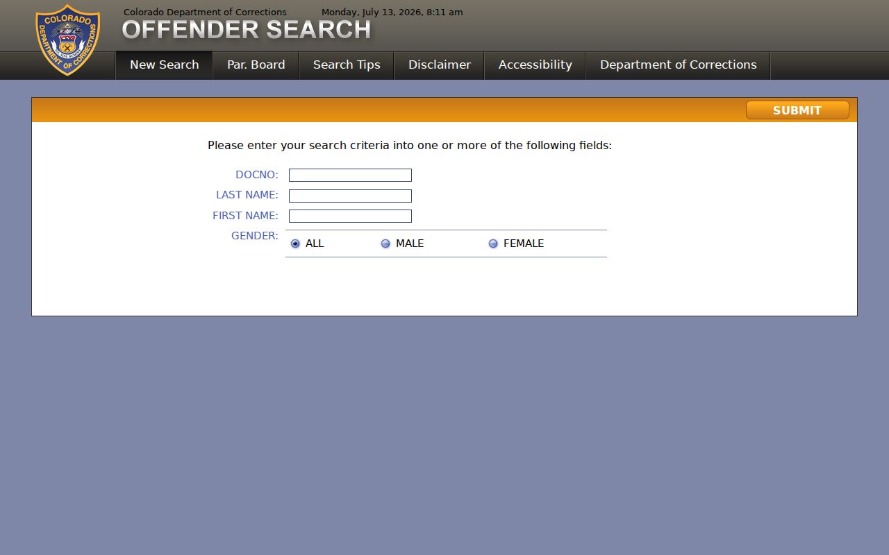 Sedgwick County inmate records Colorado DOC offender search