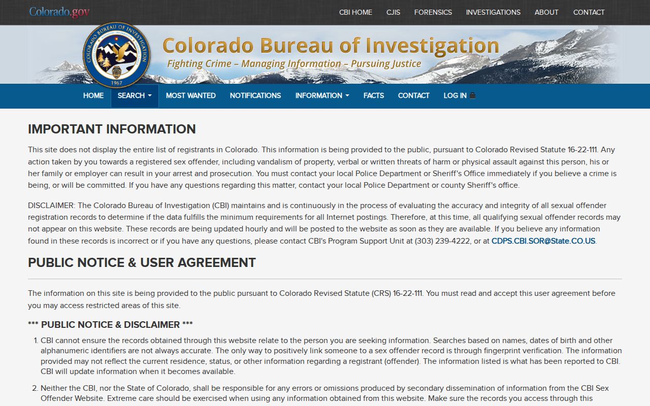 Sedgwick County inmate records Colorado sex offender registry search