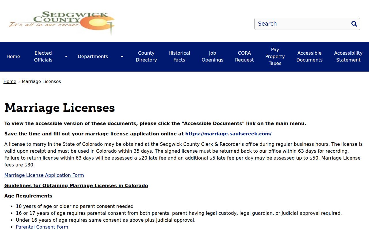 Sedgwick County marriage and divorce records marriage license requirements